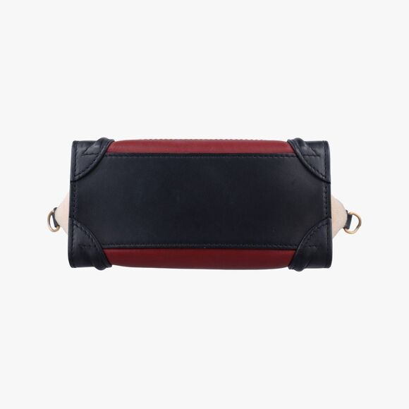 Celine Luggage Nano Shopper Black X Beige X Wine Red Leather X Suede S-Zp-0102 - Picture 3 of 10